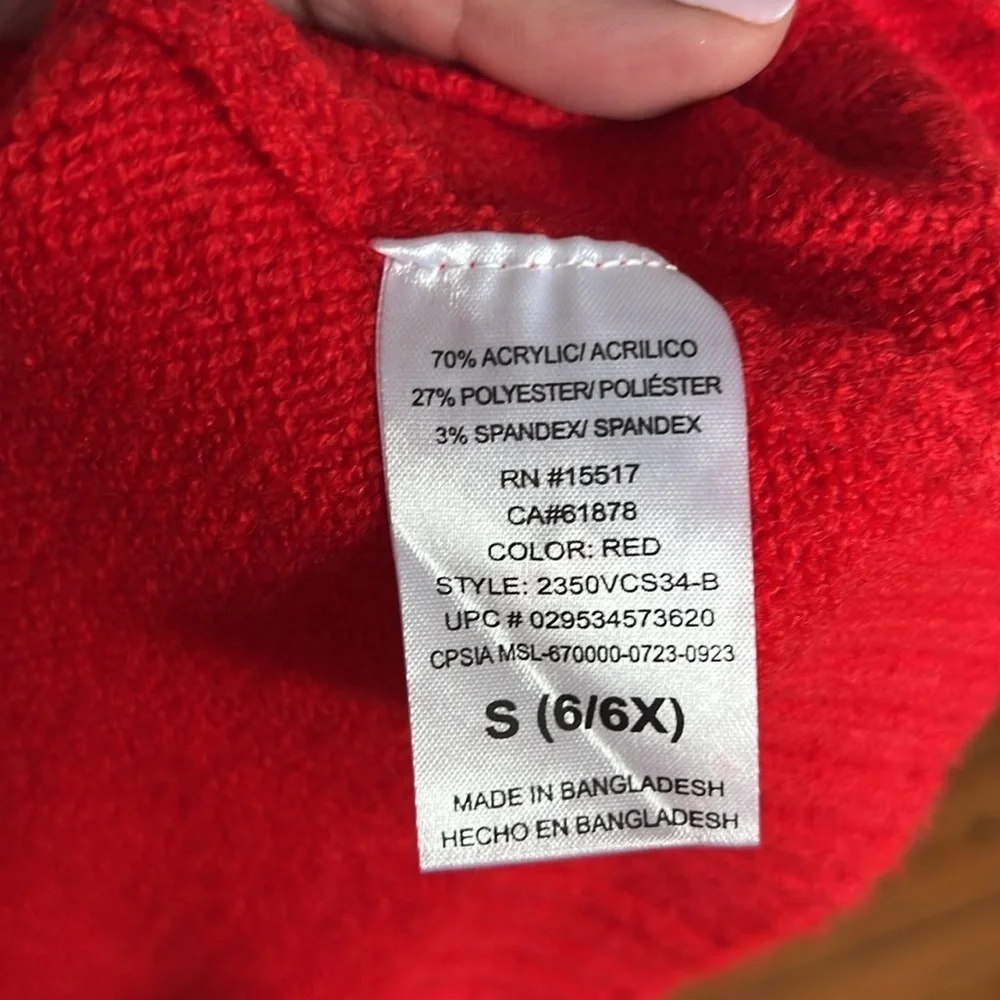 Girl's Vince Camuto Love Heart Valentine's Day Red and White Sweater -NWT